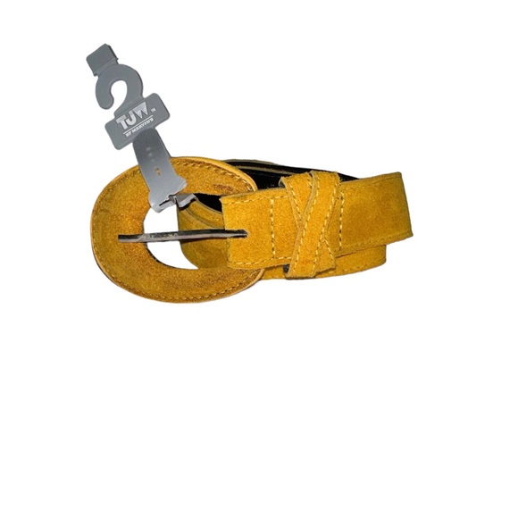 Y2K Western Core Suede Mustard Yellow Boho Belt - Picture 2 of 3